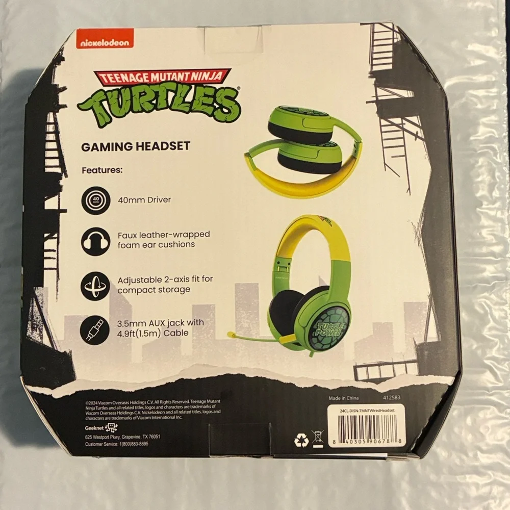 Gaming Headset Teenage Mutant Ninja Turtles - Wired Headphones NEW kids Safe